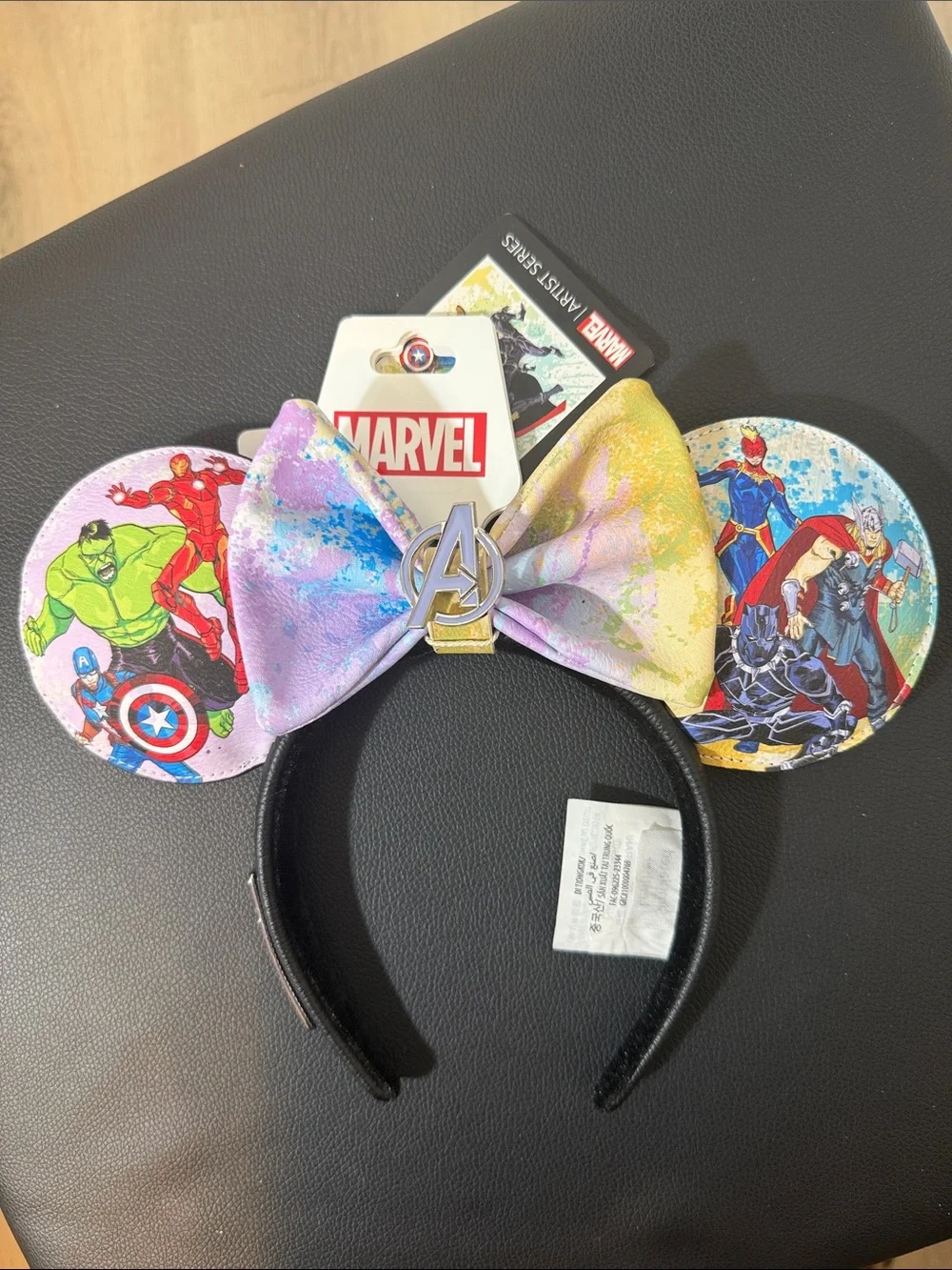 NWT Disney Marvel Multicolor Avengers Mouse Ear Headband with Removable Bow
